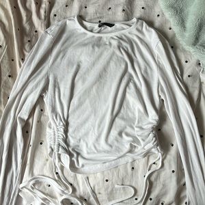 White long sleeve side scrunch ties